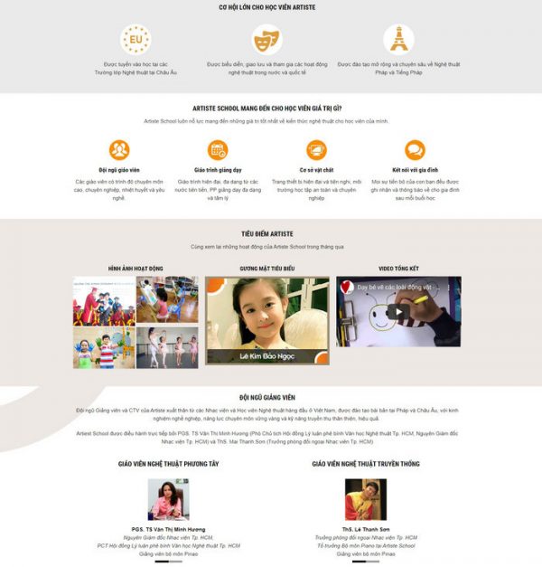 Theme Wordpress trung tâm Đào Tạo nghệ thuật giáo dục hình số 2