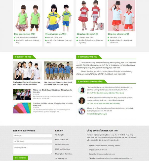Theme Wordpress bán hàng Đồng phục mầm non M202 hình 3