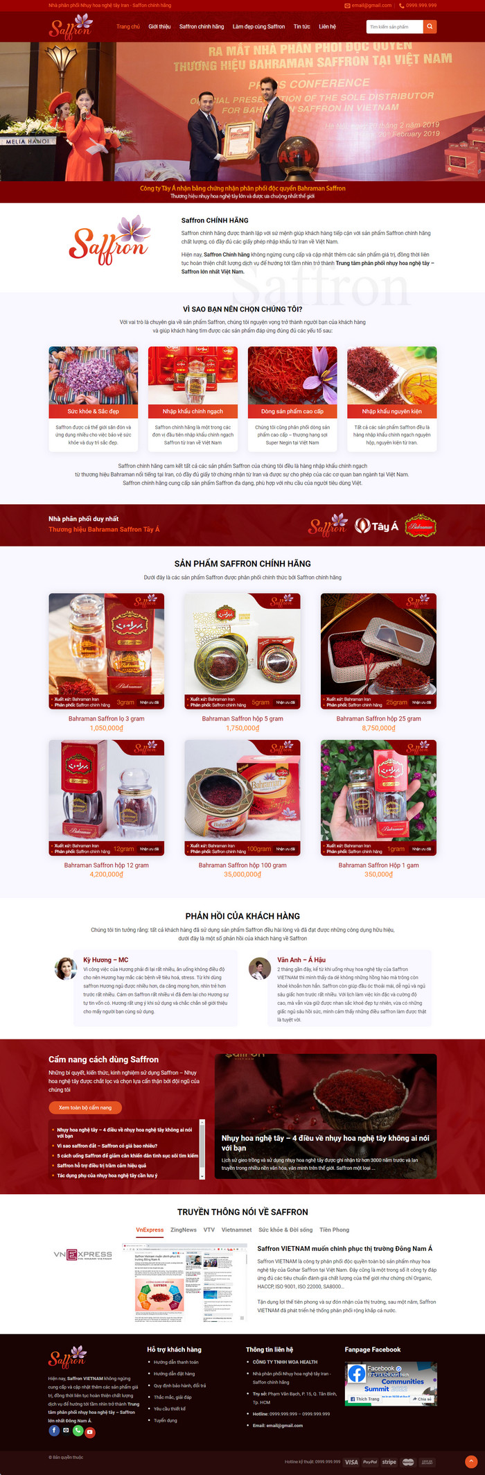 Theme WordPress Bán Saffron Nhụy Hoa Nghệ Tây